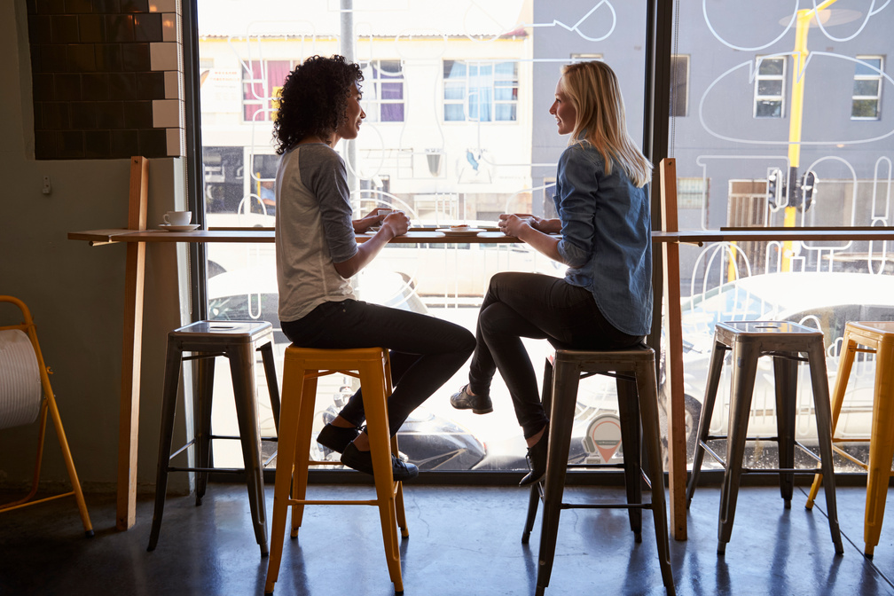 Two Female Friends Meeting
